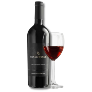 Trade Winds Wine Cabernet Sauvignon 2019 bottle with glass